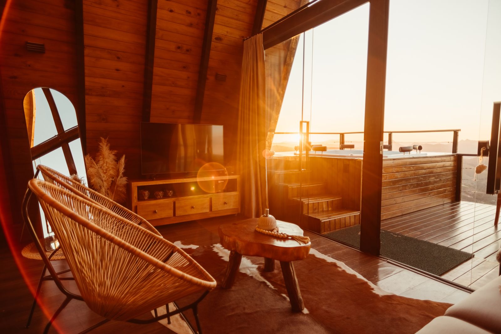 Warm, layered light through automated shades